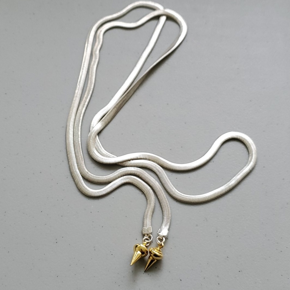 Gold n Silver Dangle Necklace